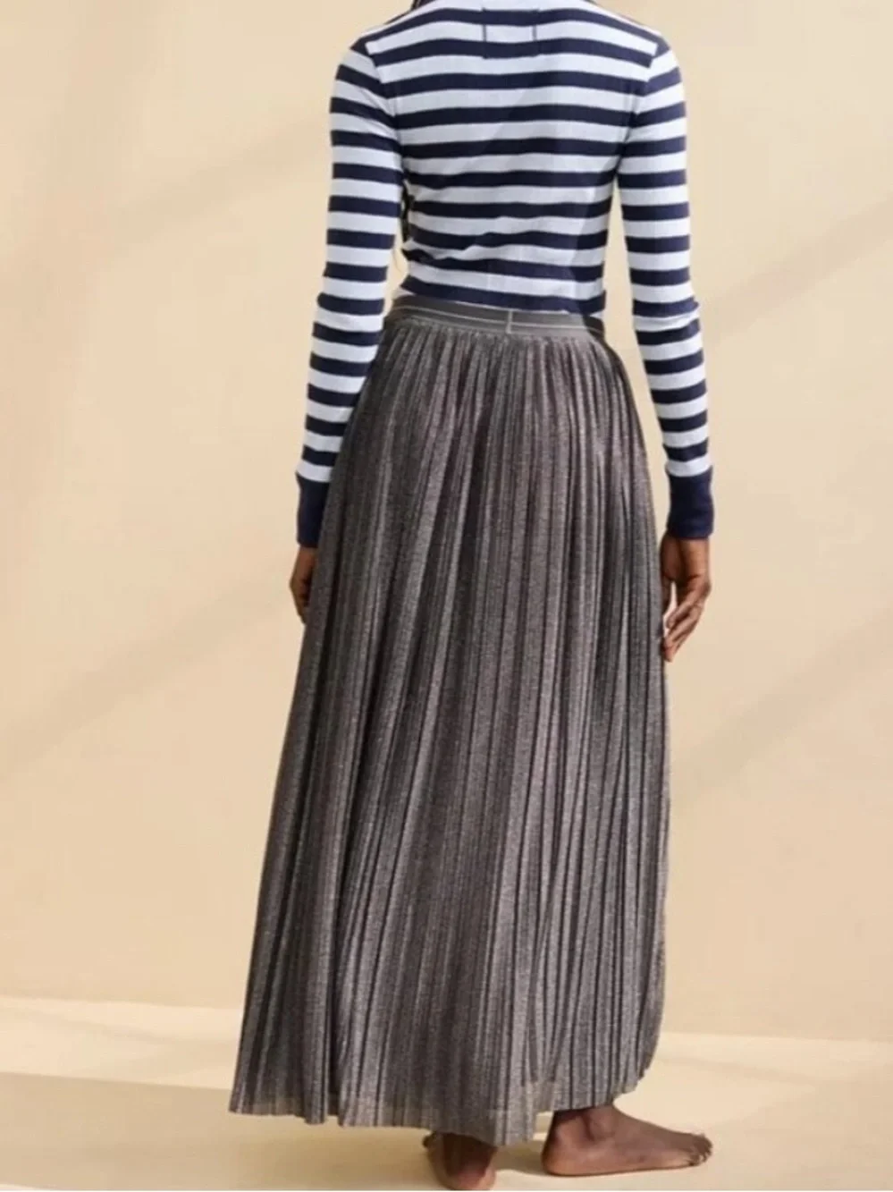 NWOT Aerie Women's Pleated Metallic Maxi Skirt Size Small